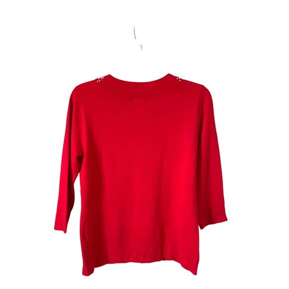 Karl Lagerfeld Paris Pearl Three Quarter Sleeve Sweater Red Size Small NEW - Picture 3 of 9